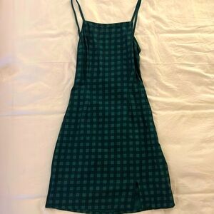 Urban Outfitters dark green plaid dress, size xs
